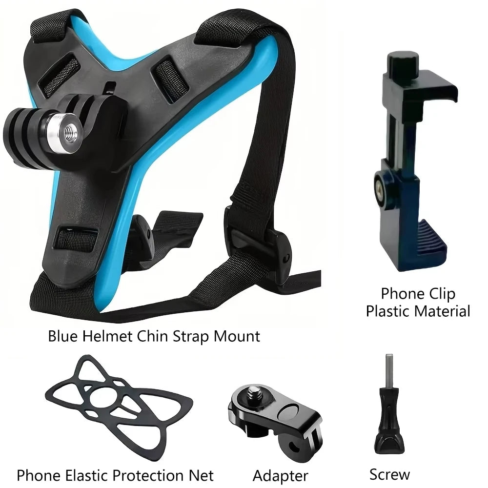 Bue With PC Clip Colour Motorcycle Helmet Chin Mount for Action Cameras
