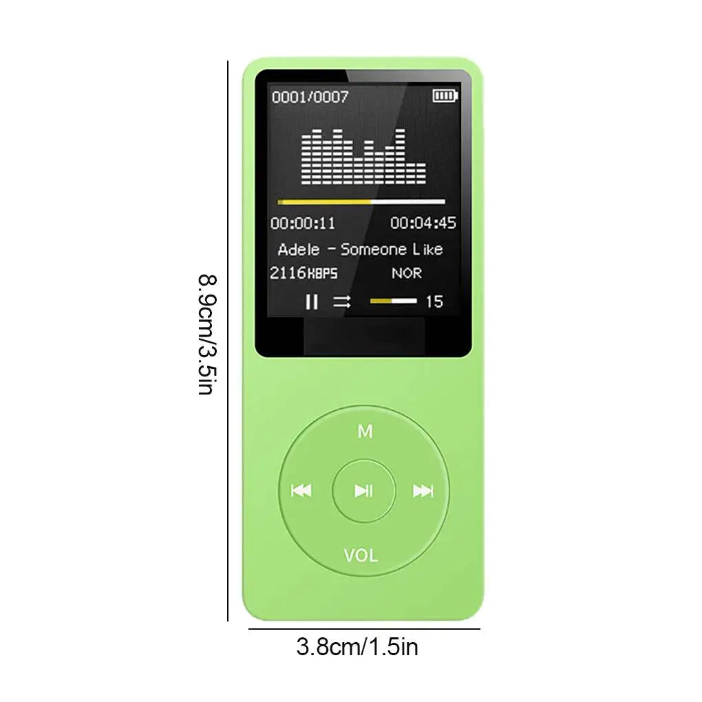 green Color Portable MP3 Music Player With FM Radio & Recorder