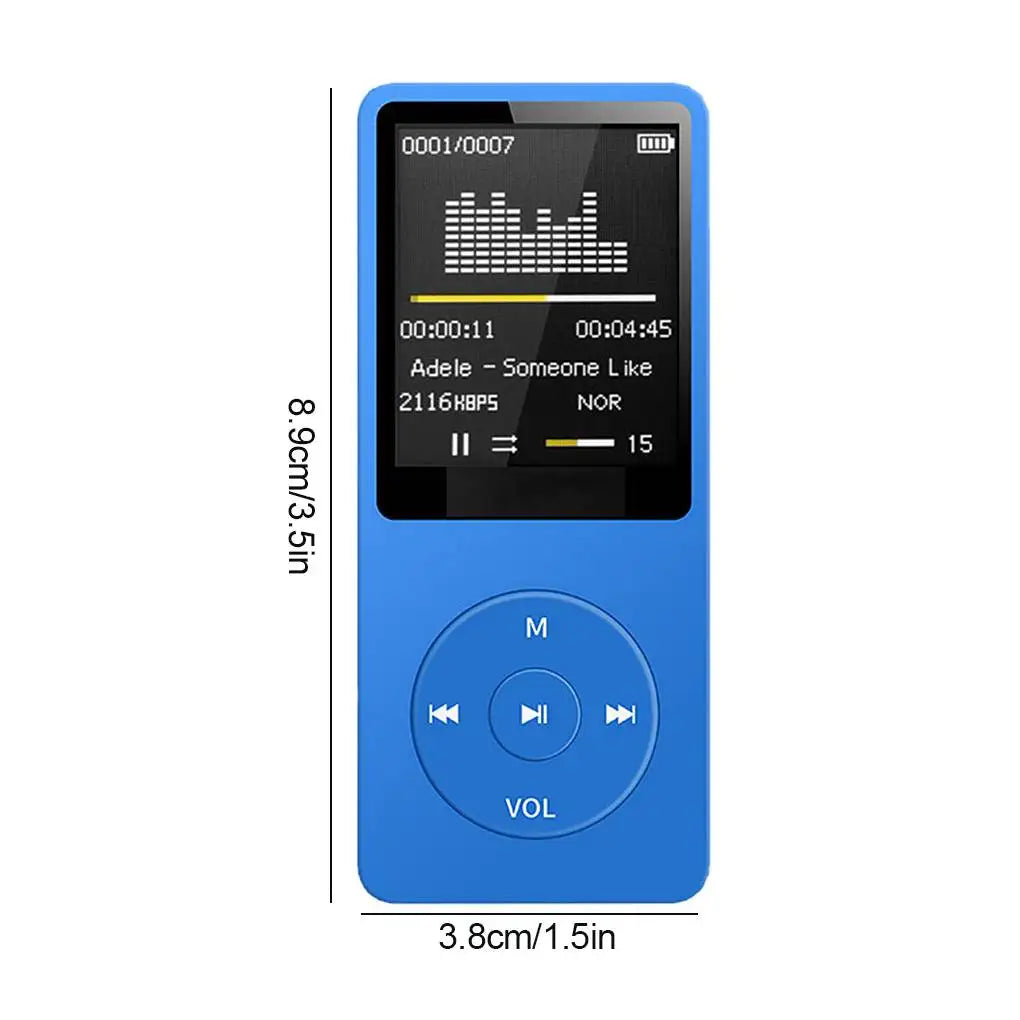 blue Color Portable MP3 Music Player With FM Radio & Recorder