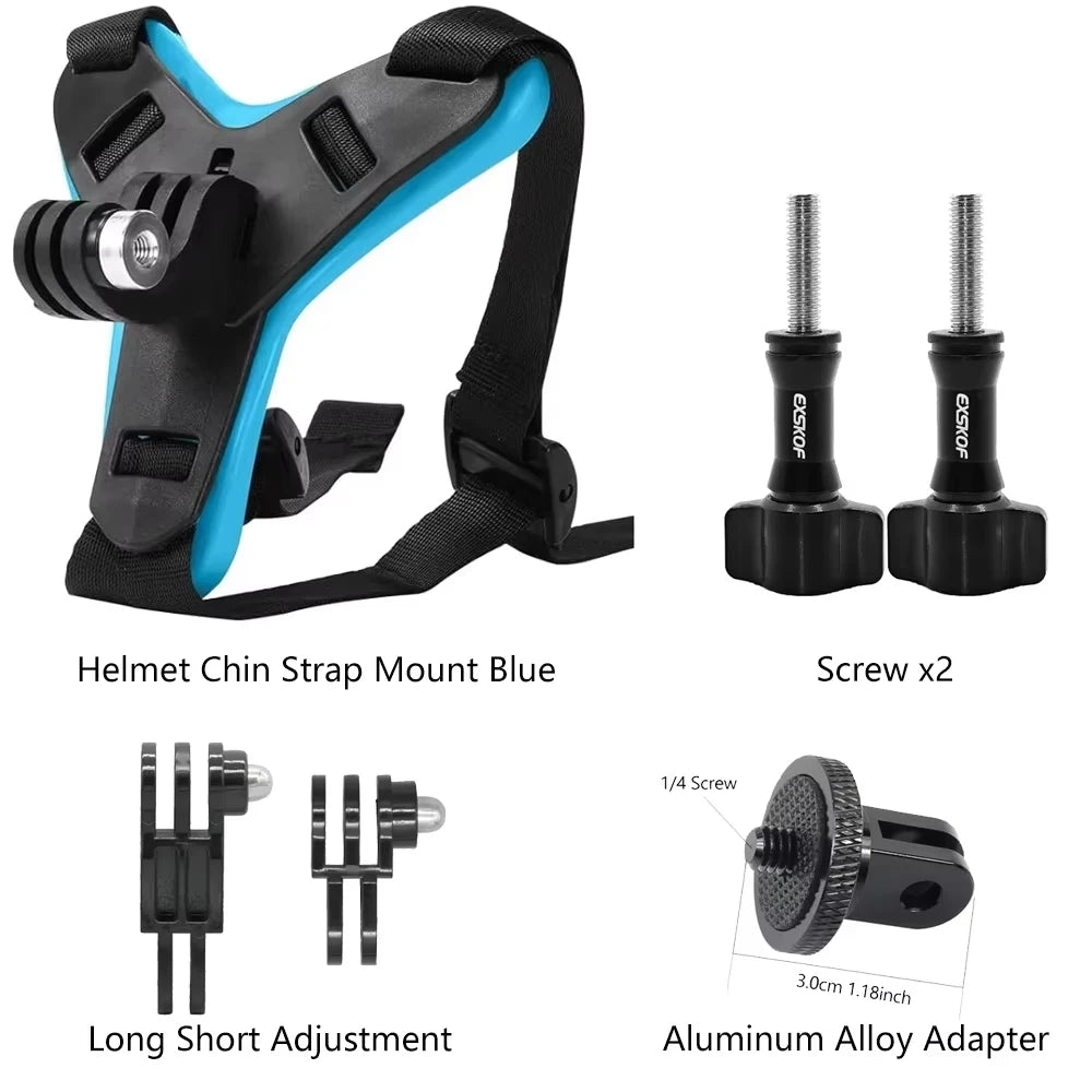 Blue With Adapter Colour Motorcycle Helmet Chin Mount for Action Cameras