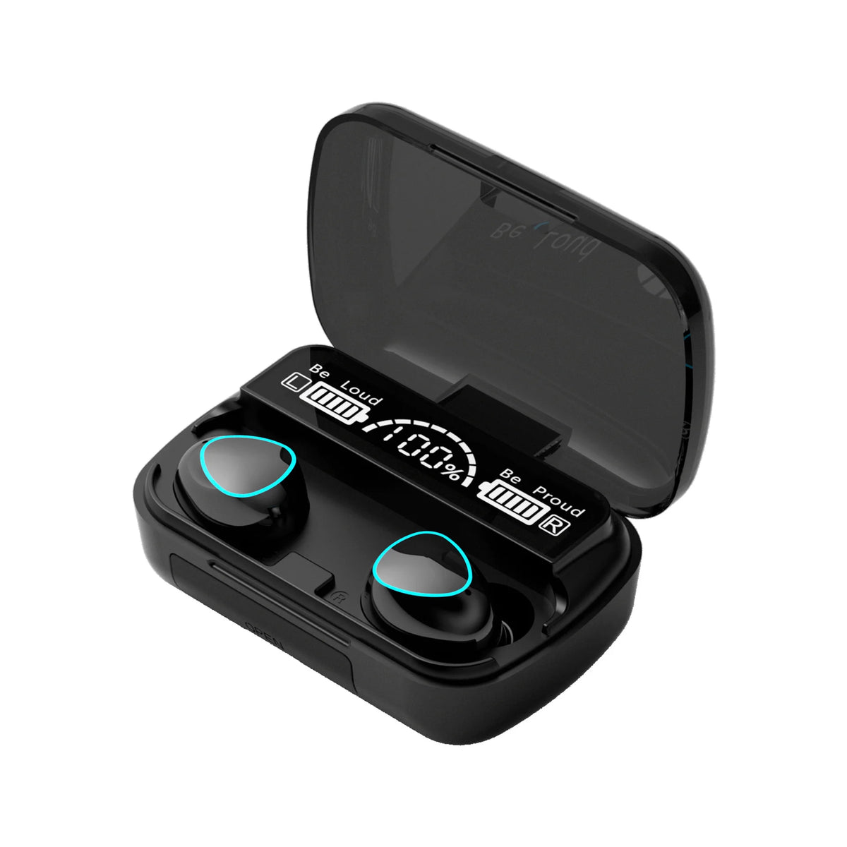 black Color Wireless Bluetooth In-Ear Earbuds With Charging Case