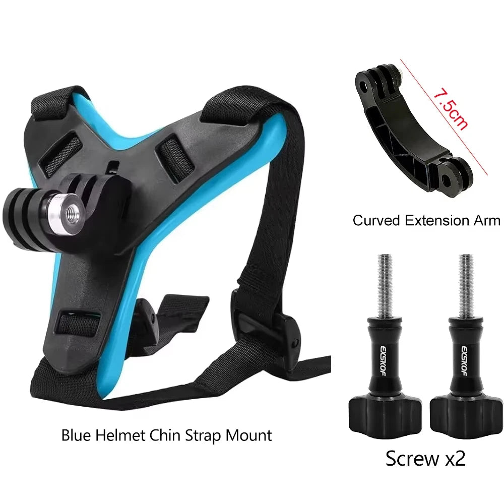 Blue With Extension Colour Motorcycle Helmet Chin Mount for Action Cameras