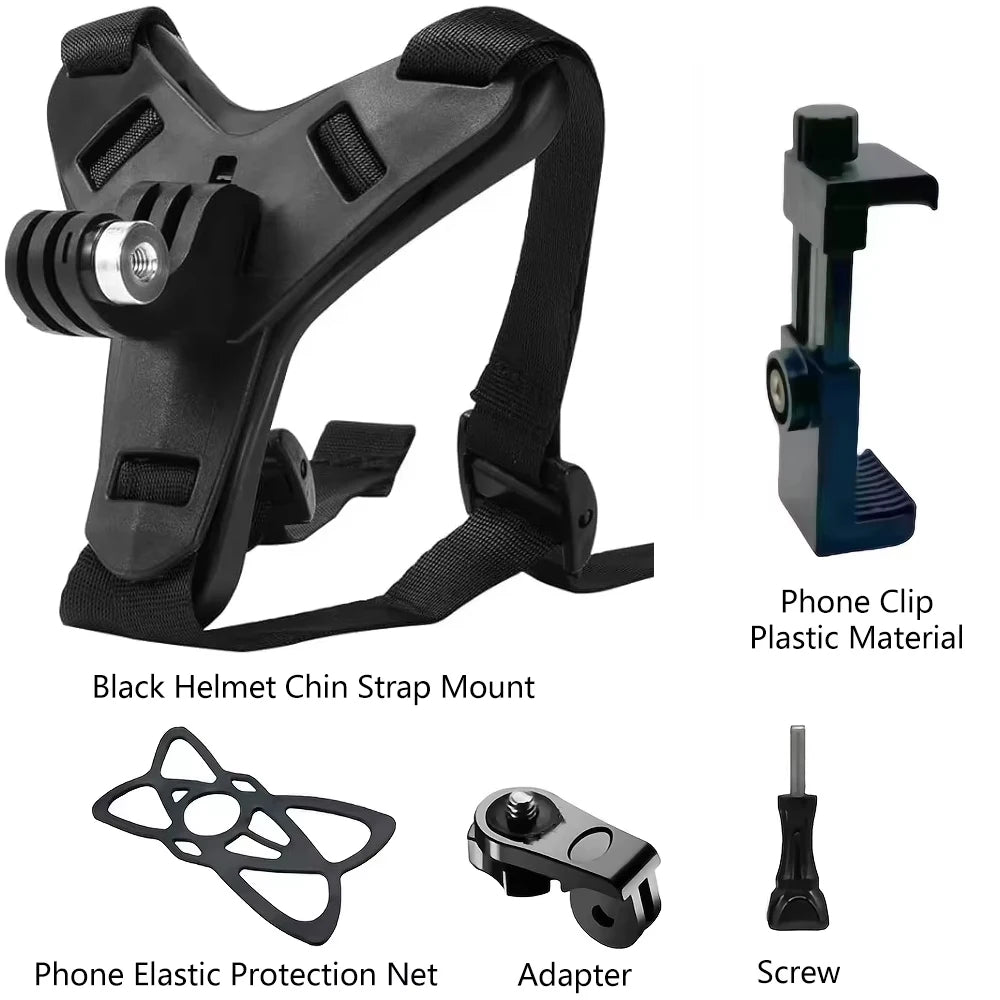 Black With PC Clip Colour Motorcycle Helmet Chin Mount for Action Cameras