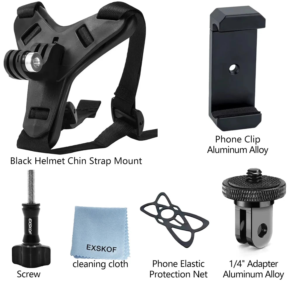 BlackWith Metal Clip Colour Motorcycle Helmet Chin Mount for Action Cameras