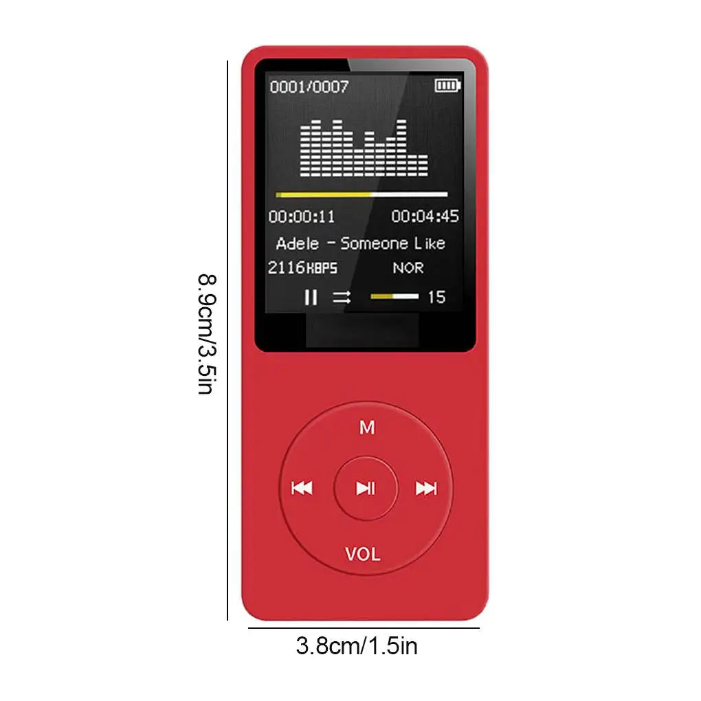 red Color Portable MP3 Music Player With FM Radio & Recorder
